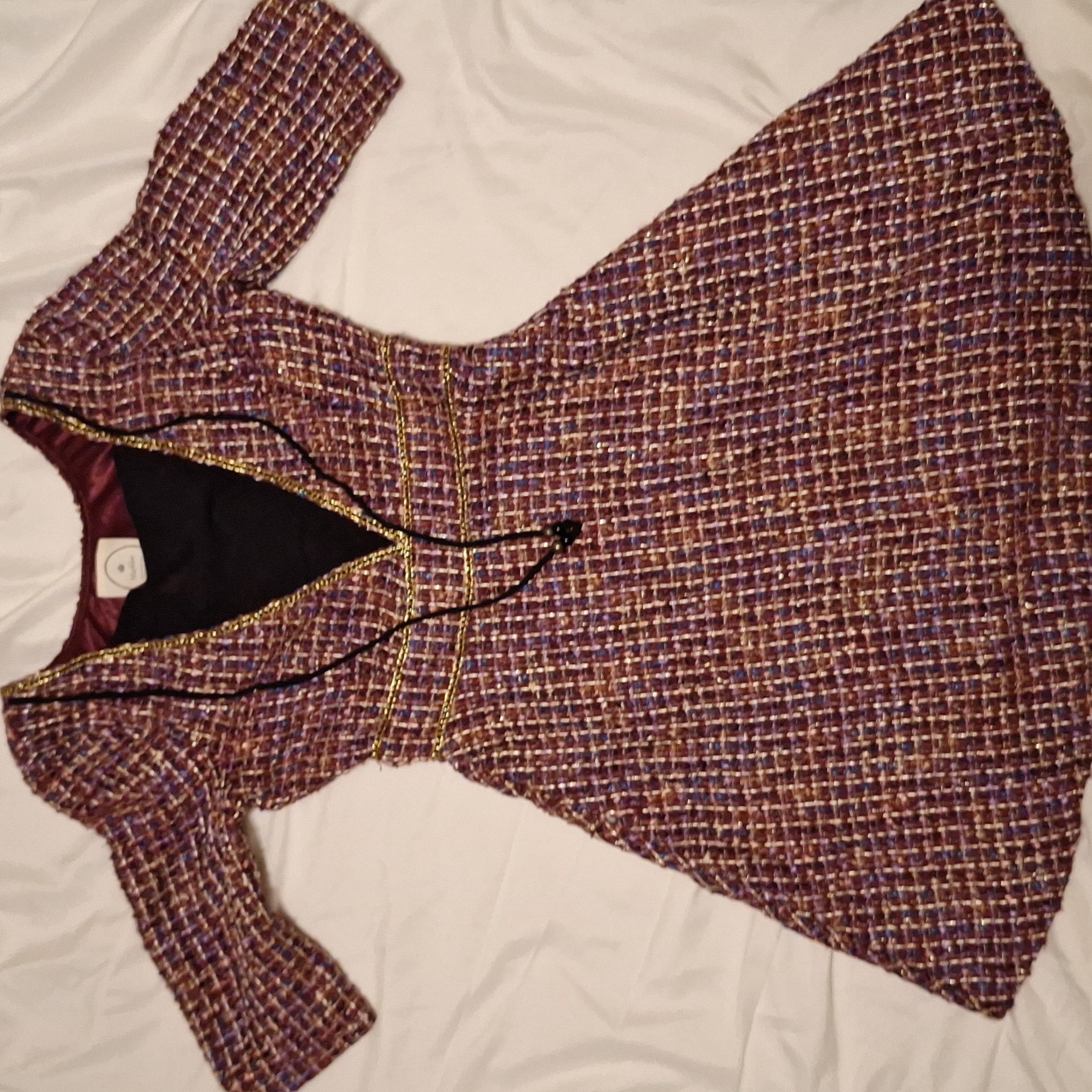 Multicolor Tweed Dress With Black Accents